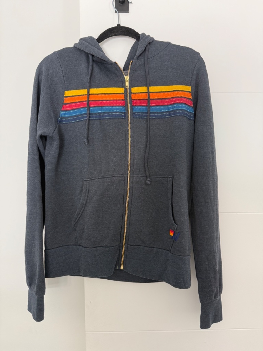 Aviator Nation Grey 5 Strip Full Zip Hoodie with Matching Sweatpants S - Picture 3 of 9